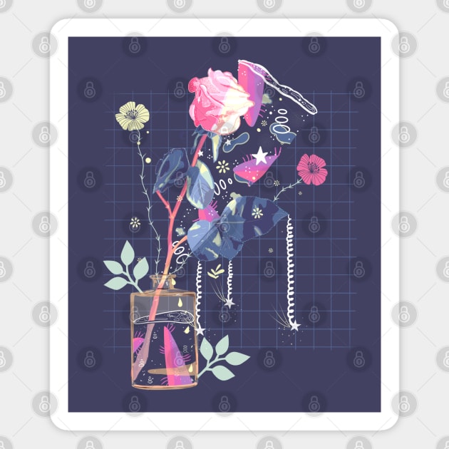 Stylish rose in a vase Magnet by Mimie20